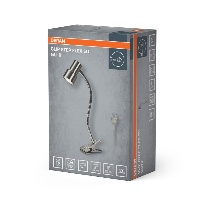Osram - Klämlampa CLIP STEP FLEX 1xGU10/5W/230V matt krom