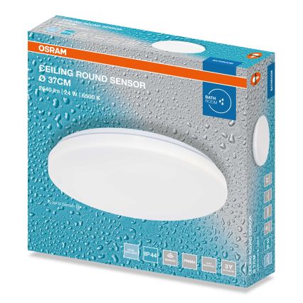 Osram - LED-taklampa för badrum med skymningssensor CEILING ROUND LED/24W/230V 6500K Ø 37 cm IP44 vit
