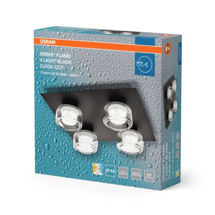 Osram - LED badrumsplafond ORBIS FLAME 4xLED/5,5W/230V 3000/4000K IP44 svart