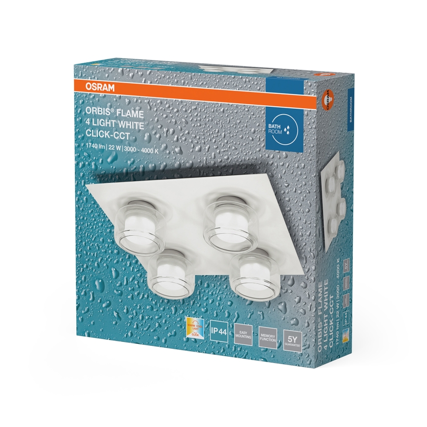 Osram - LED badrumstaklampa ORBIS FLAME 4xLED/5,5W/230V 3000/4000K IP44 vit