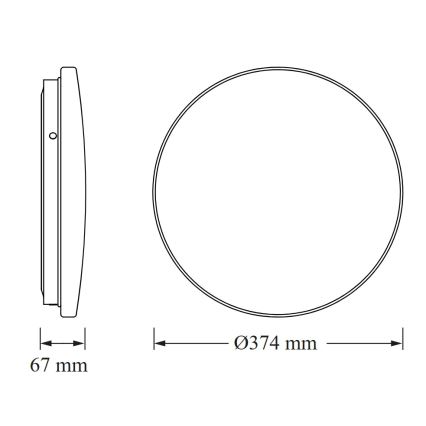 Osram - LED taklampa för badrum CEILING ROUND, 24 W, 230 V, 6500 K, Ø 37 cm, IP44, vit