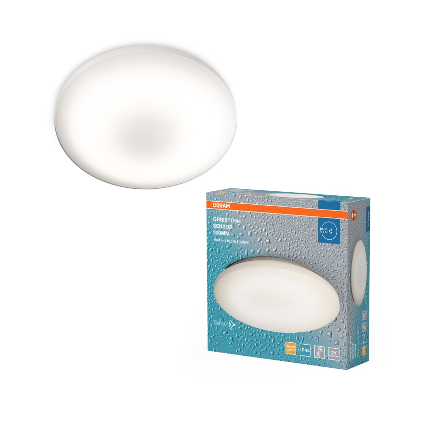 Osram - LED takarmatur för badrum med rörelsesensor och skymningssensor ORBIS LED/15,5 W/230 V Ø 30 cm IP44 vit