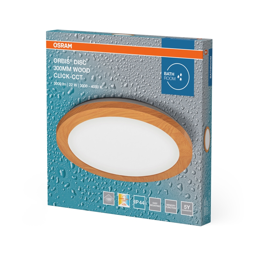 Osram - LED-badrumstakarmatur ORBIS DISC LED/22W/230V 3000/4000K Ø 30 cm IP44 brun