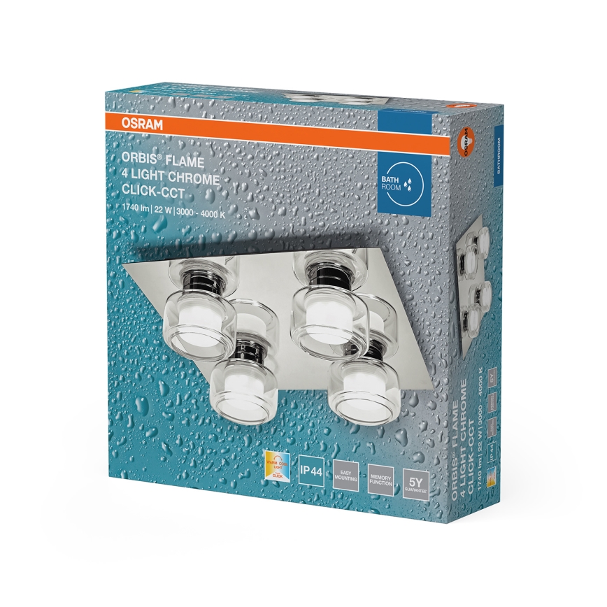 Osram - LED-taklampa för badrum ORBIS FLAME 4xLED/5,5W/230V 3000/4000K IP44 blank krom