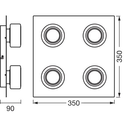 Osram - LED-taklampa för badrum ORBIS FLAME 4xLED/5,5W/230V 3000/4000K IP44 blank krom