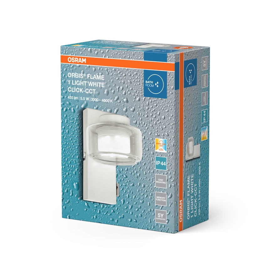 Osram - LED vägglampa för badrum ORBIS FLAME LED/5,5W/230V 3000/4000K IP44 vit