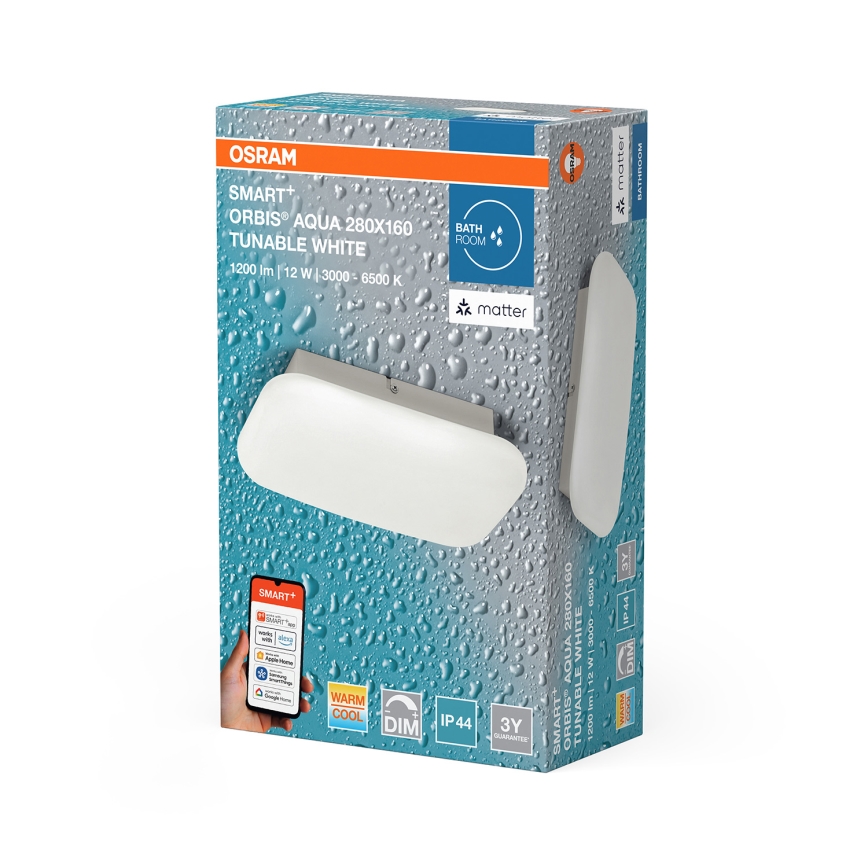 Osram - Dimbart LED-takarmatur för badrum SMART+ AQUA LED/12W/230V 3000-6500K IP44 Wi-Fi