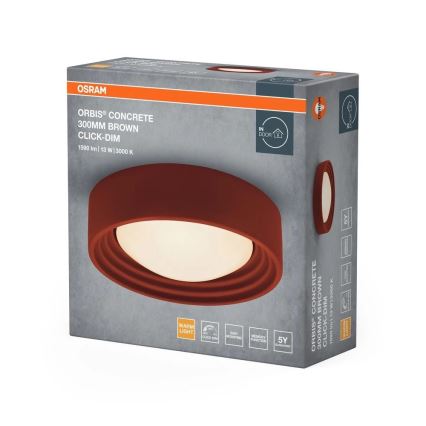 Osram - Dimbart LED-takarmatur ORBIS CONCRETE LED/13W/230V Ø 30 cm brun/betong