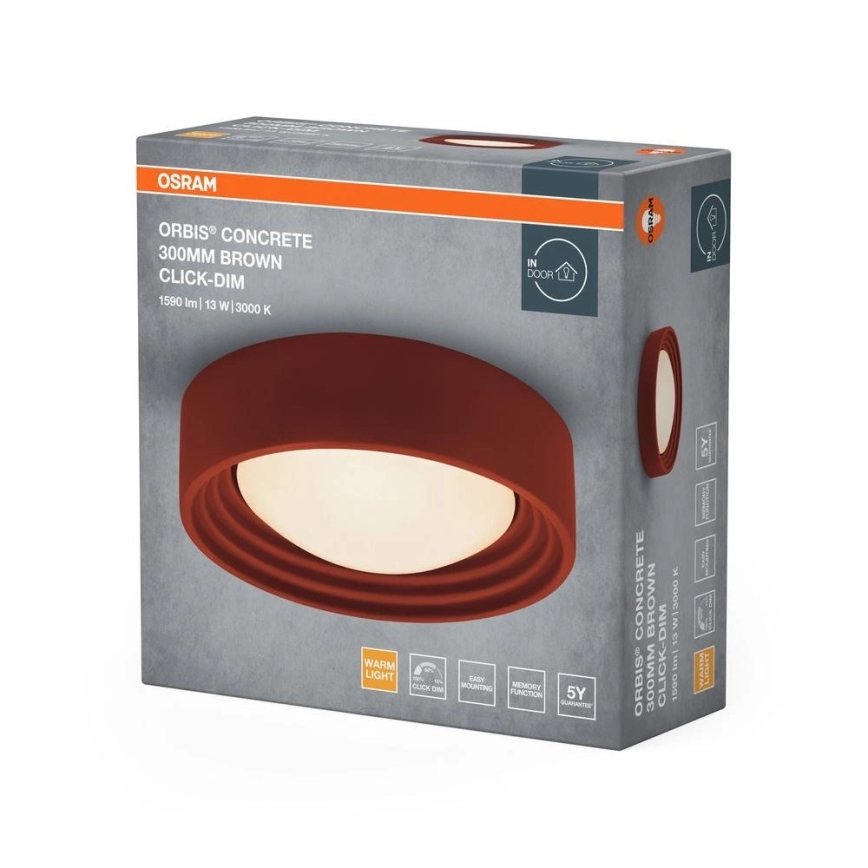 Osram - Dimbart LED-takarmatur ORBIS CONCRETE LED/13W/230V Ø 30 cm brun/betong