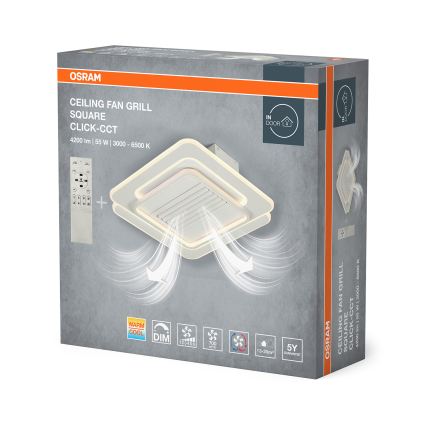 Osram - Dimmbar LED-taklampa med fläkt CEILING FAN LED/55W/230V 3000-6500K vit + fjärrkontroll