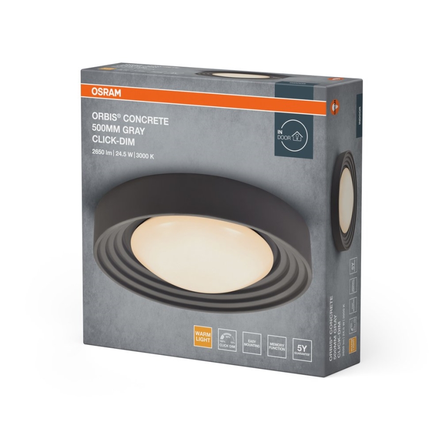 Osram - LED-dimmbar taklampa ORBIS CONCRETE LED/24,5W/230V diam. 50 cm grå/betong