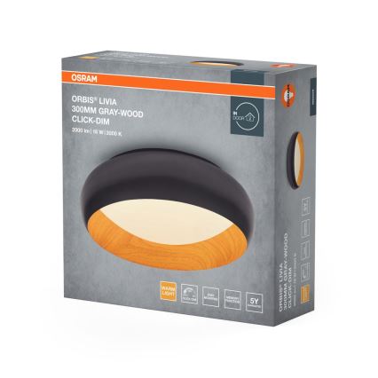 Osram - Dimbart LED-takarmatur ORBIS LIVIA LED/16W/230V Ø 30 cm antracit/brun