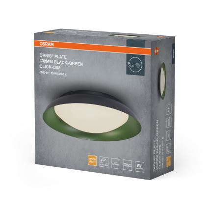 Osram - Dimbar LED-takarmatur ORBIS PLATE LED/35W/230V Ø 43 cm grön/svart