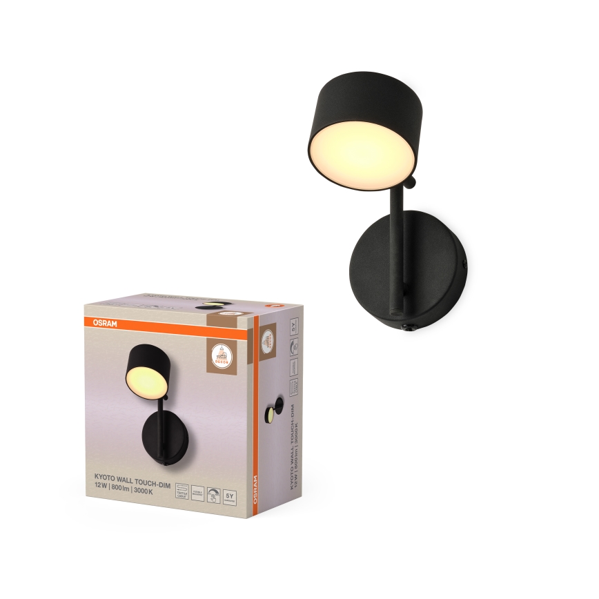 Osram - Dimbart väggarmatur med beröringsstyrning DECOR KYOTO LED/12W/230V CRI 90 svart