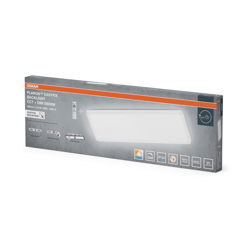 Osram - LED Dimbar plafond för badrum PLANON EASYFIX LED/24W/230V 2600-6000K 20x58 cm IP54 vit + fjärrkontroll