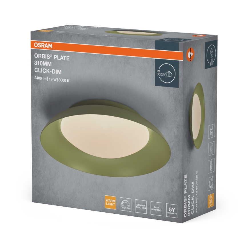 Osram - LED-dimbar taklampa PLATE LED/19W/230V Ø 31 cm grön