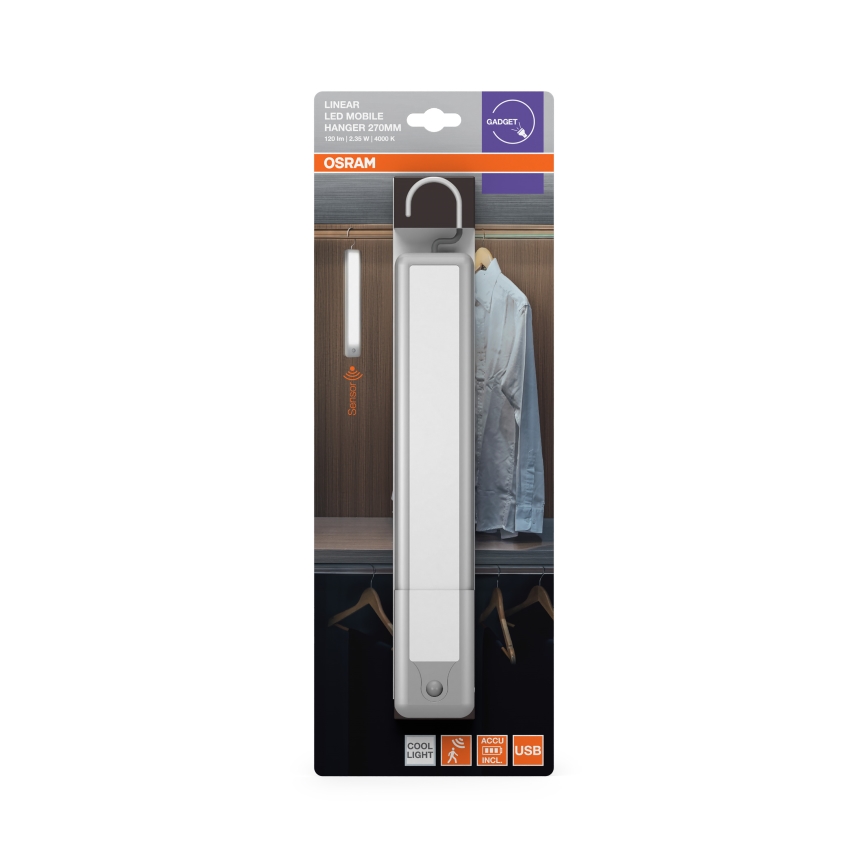 Osram - LED hängande orienteringsarmatur med rörelsesensor MOBILE LED/2,35W/5V 1000 mAh vit