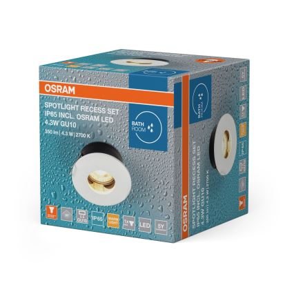 Osram - LED infälld badrumsarmatur SPOT 1xGU10/4,3W/230V 2700K CRI 90 Ø 8,5 cm IP65 vit