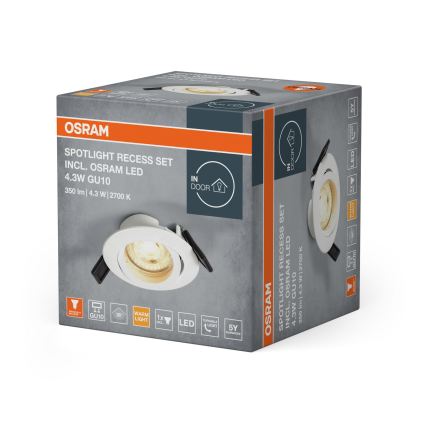 Osram - LED infälld spotlight SPOT 1xGU10/4,3W/230V 2700K Ra 90 vit