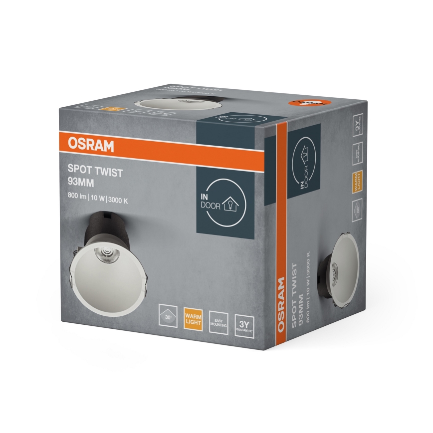 Osram - LED infälld spotlight SPOT TWIST LED/10W/230V 3000K Ø 9,3 cm vit
