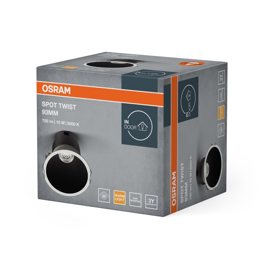 Osram - Infälld LED-spot SPOT TWIST LED/10 W/230 V 3000K Ø 9,3 cm vit/svart