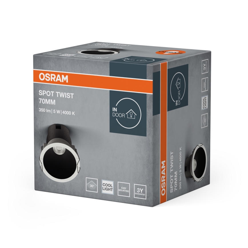 Osram - LED-infälld spotlight SPOT TWIST LED/5W/230V 4000K Ø 7 cm vit/svart
