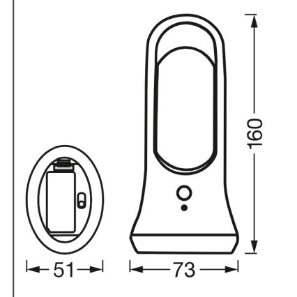 Osram - LED-orienteringslampa med rörelse- och skymningssensor MOBILE LED/0,7W/4xAAA vit