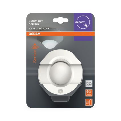 Osram - LED nattlampa med sensor NIGHTLUX LED/2W/3xAA vit