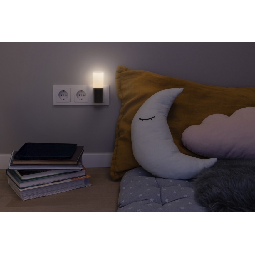 Osram - LED-nattlampa med skymningssensor LUNETTA LED/0,2W/230V svart