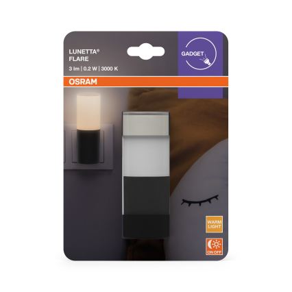 Osram - LED-nattlampa med skymningssensor LUNETTA LED/0,2W/230V svart
