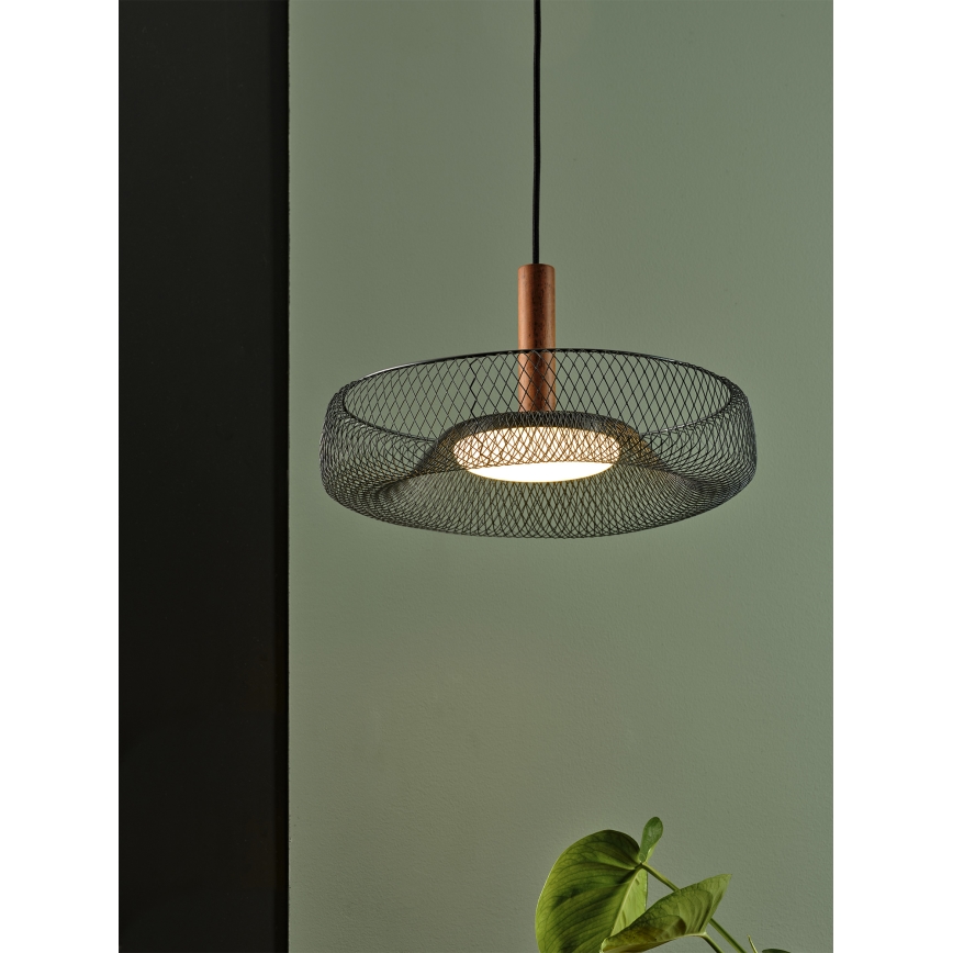 Osram - LED-pendel på vajer DECOR MESH LED/18,5W/230V Ø 40 cm svart/gummiträ