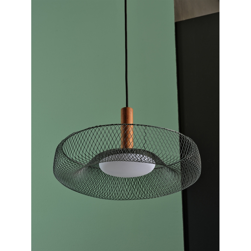 Osram - LED-pendel på vajer DECOR MESH LED/18,5W/230V Ø 40 cm svart/gummiträ
