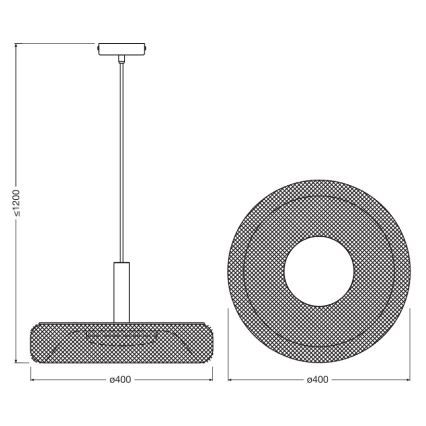 Osram - LED-pendel på vajer DECOR MESH LED/18,5W/230V Ø 40 cm svart/gummiträ