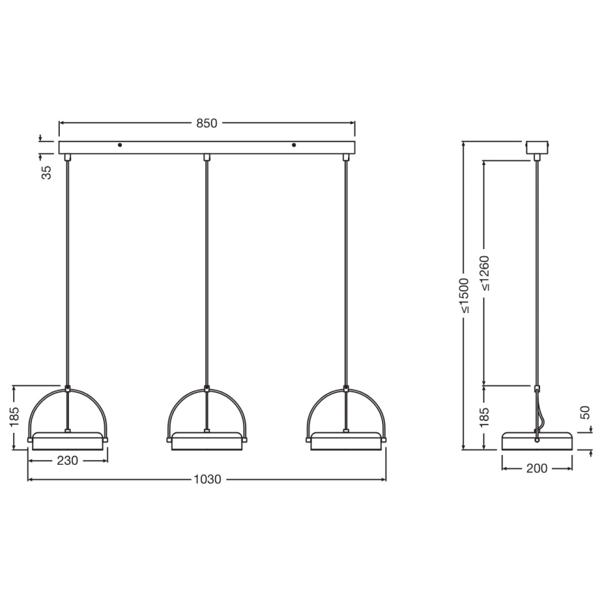 Osram - LED-pendel på vajer DECOR PUCK 3xLED/12W/230V CRI 90 svart
