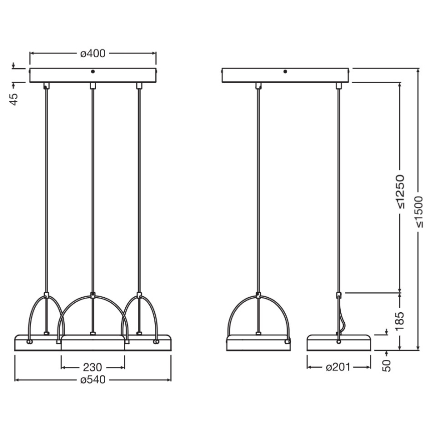 Osram - LED-pendel på vajer DECOR PUCK 3xLED/12W/230V CRI 90 svart