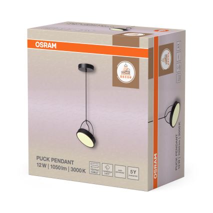Osram - LED pendel på vajer DECOR PUCK LED/12W/230V CRI 90 svart