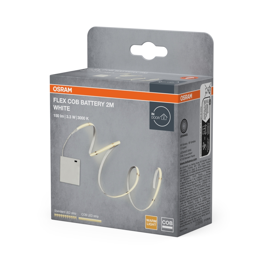Osram - LED-remsa FLEX COB BATTERY 2m LED/3,3W/4xAA