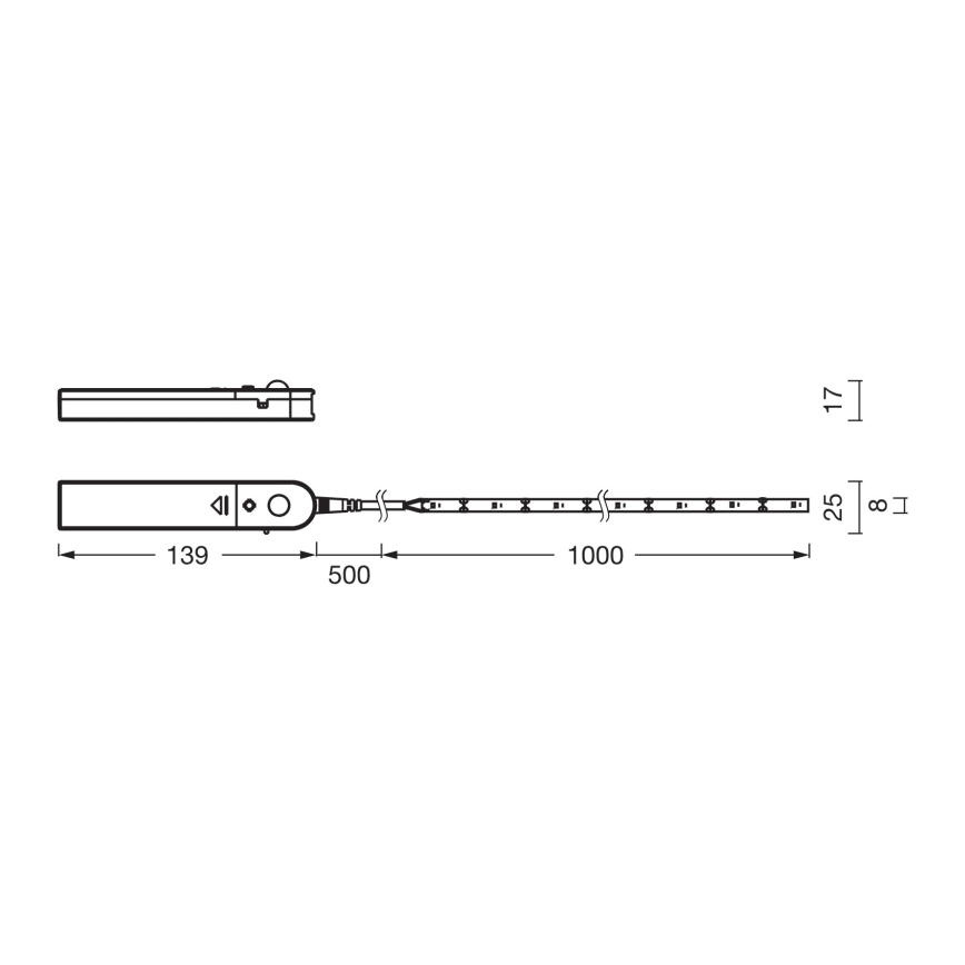 Osram - LED-remsa med rörelsesensor FLEX 1m LED/2W/4xAA