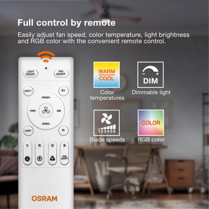 Osram - LED RGB dimbar taklampa med fläkt CIERZO LED/35W/230V 3000-6500K + fjärrkontroll