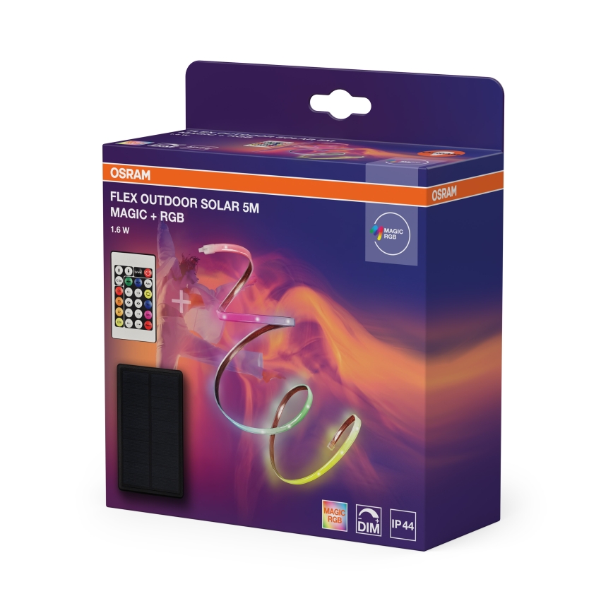Osram - LED RGBW dimbar solcells-LED-remsa FLEX MAGIC 5m LED/1,6W/3,7V 2000 mAh IP44 + fjärrkontroll