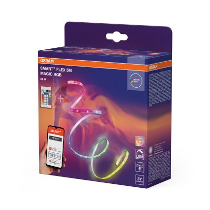 Osram - SMART+ MAGIC FLEX 5m LED RGB, dimbar LED-remsa, 24W/230V, Wi-Fi + fjärrkontroll