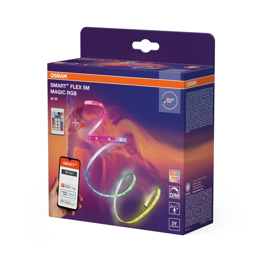Osram - SMART+ MAGIC FLEX 5m LED RGB, dimbar LED-remsa, 24W/230V, Wi-Fi + fjärrkontroll