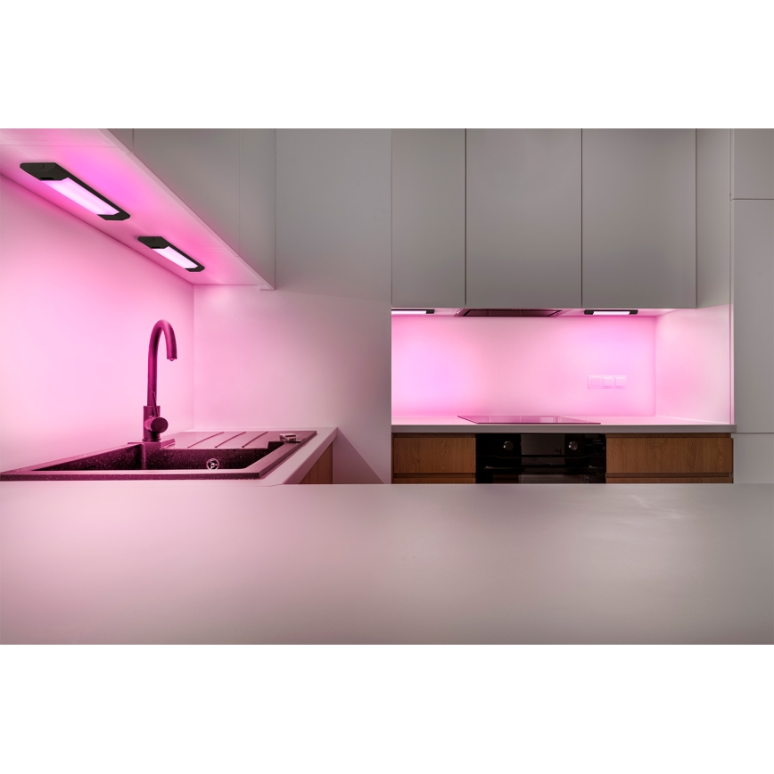 Osram - LED RGBW, dimbar underbyggnadsarmatur med rörelsesensor, LINEAR EDGE LED/4W/230V 30 cm, svart + fjärrkontroll