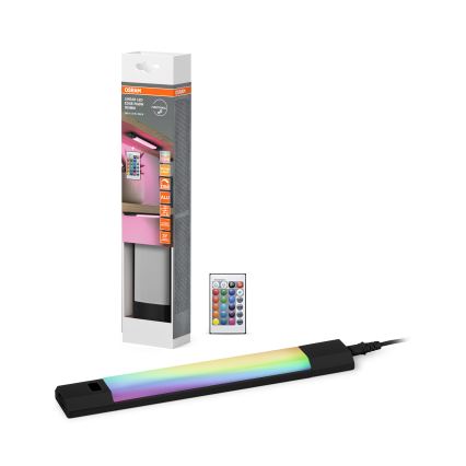 Osram - LED RGBW, dimbar underbyggnadsarmatur med rörelsesensor, LINEAR EDGE LED/4W/230V 30 cm, svart + fjärrkontroll