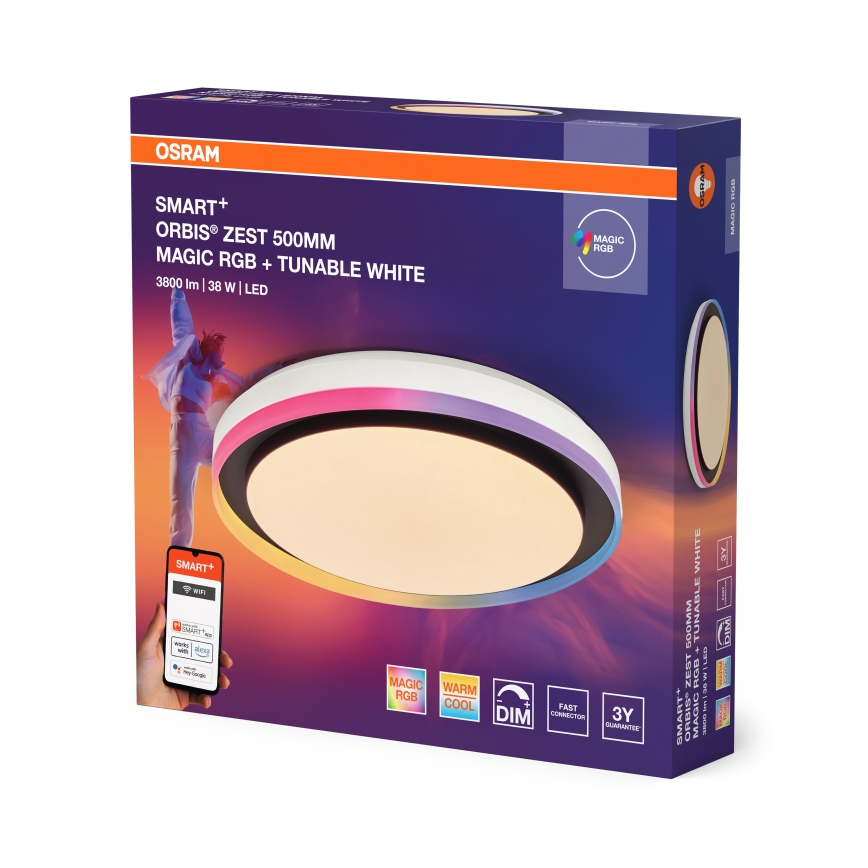 Osram - LED RGBW dimmbar taklampa SMART+ MAGIC LED/38W/230V Ø 49 cm svart 2700–6500 K Wi-Fi
