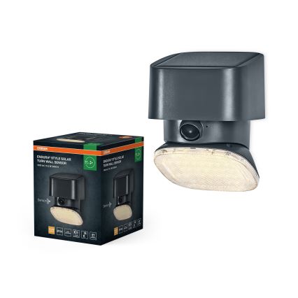 Osram - LED solcellsvägglampa med sensor ENDURA STYLE LED/10,3W/4,2V 2000 mAh IP54 antracit