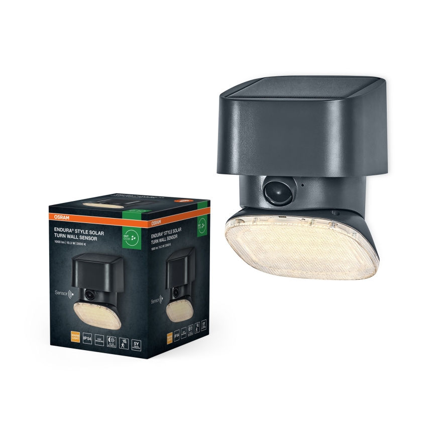 Osram - LED solcellsvägglampa med sensor ENDURA STYLE LED/10,3W/4,2V 2000 mAh IP54 antracit