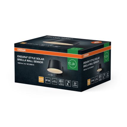 Osram - LED-solcellsdriven vägglampa med sensor ENDURA STYLE LED/10,1W/4,2V 2000 mAh IP54 antracit