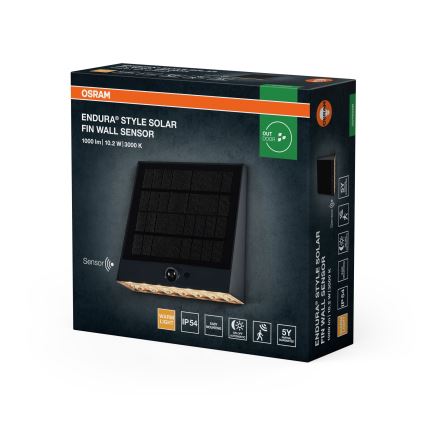 Osram - LED-solcells-vägglampa med sensor ENDURA STYLE LED/10,2W/4,2V 2000 mAh IP54 antracit