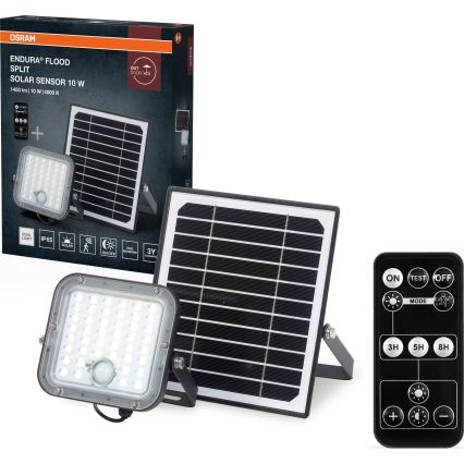 Osram - LED Dimmbar solcellsstrålkastare med sensor ENDURA LED/10W/4,2V 4000K IP65 svart + fjärrkontroll